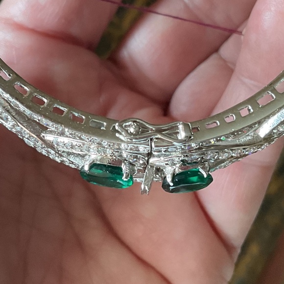 NWT Sterling Silver 925 Genuine Ruby/Emerald/Sapphire White Crystal wide bracele - Picture 15 of 15